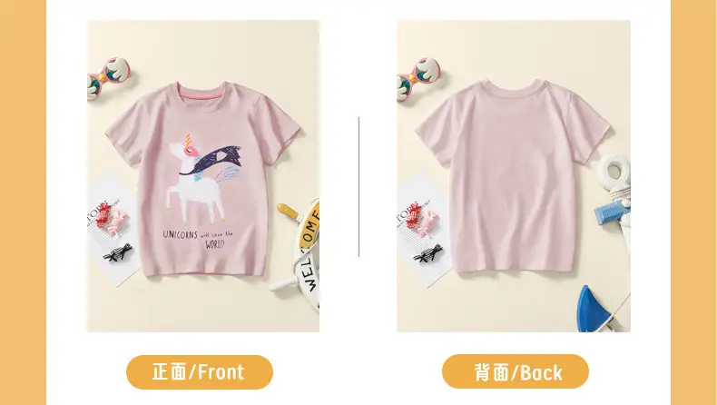 Girls Unicorn T-Shirt Pink 2025 Summer — feature 6