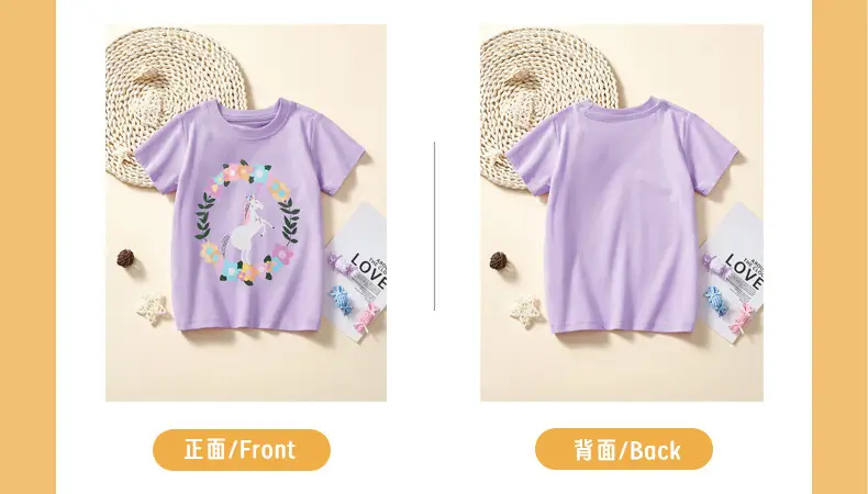 Girls Unicorn T-Shirt Pink 2025 Summer — feature 7