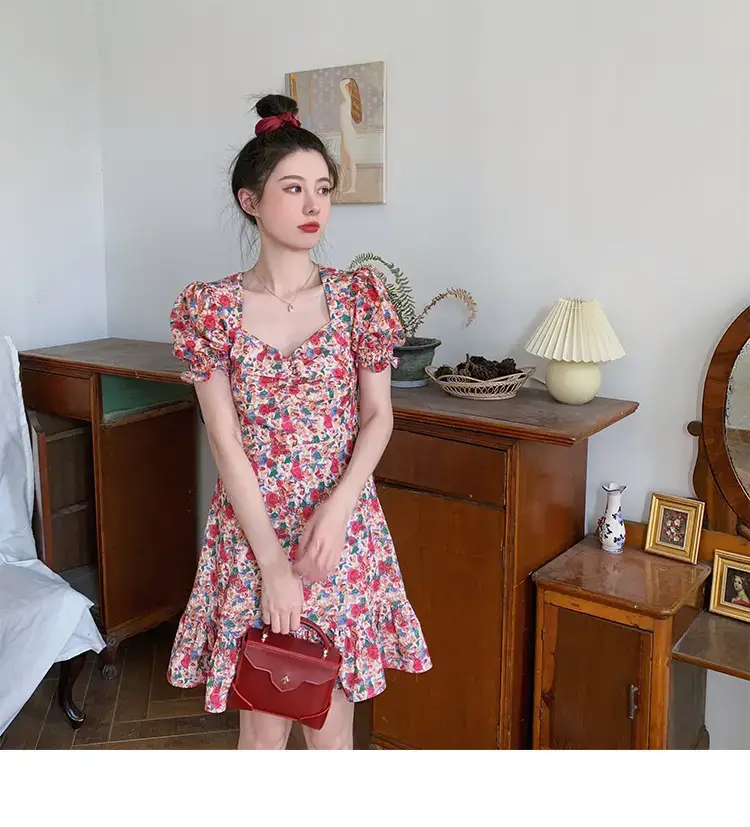 French Retro Floral Dress for Women 2025 Summer — feature 10