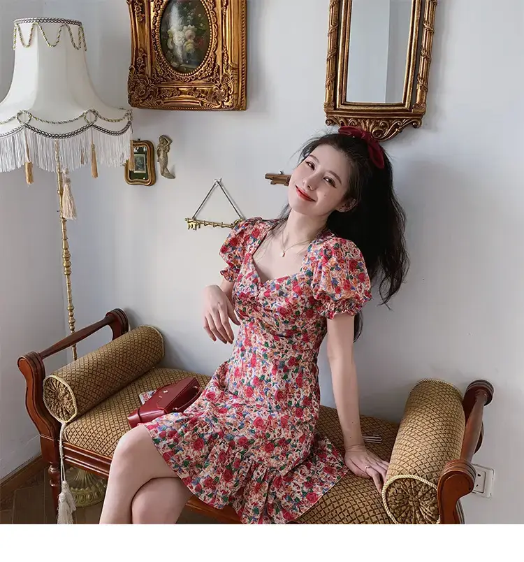 French Retro Floral Dress for Women 2025 Summer — feature 2