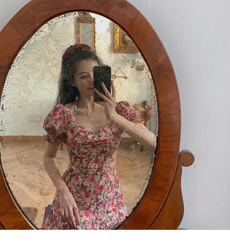 French Retro Floral Dress for Women 2025 Summer — feature 3