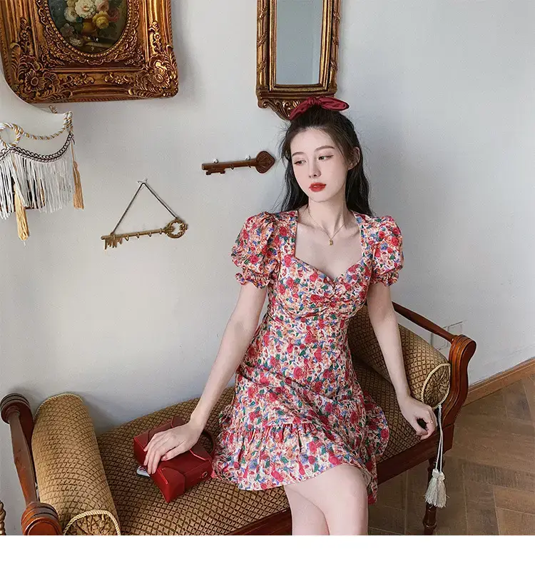 French Retro Floral Dress for Women 2025 Summer — feature 6
