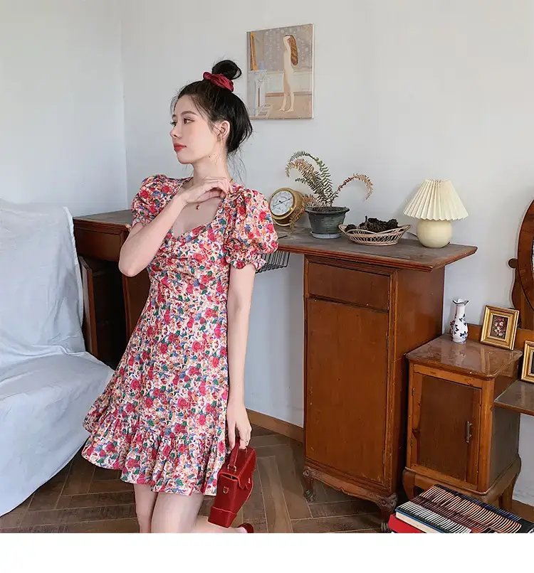 French Retro Floral Dress for Women 2025 Summer — feature 8