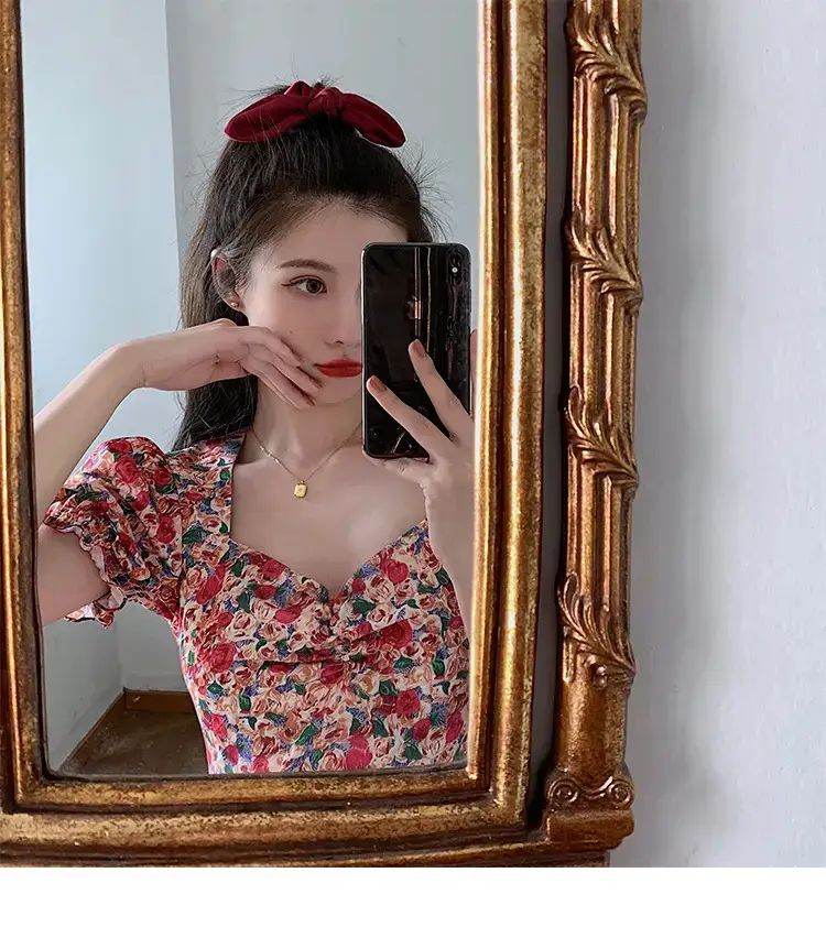 French Retro Floral Dress for Women 2025 Summer — feature 9