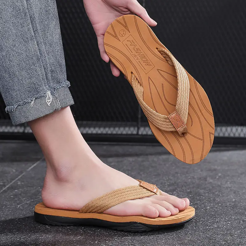 Men's Black Rubber Flip Flops Summer Slippers