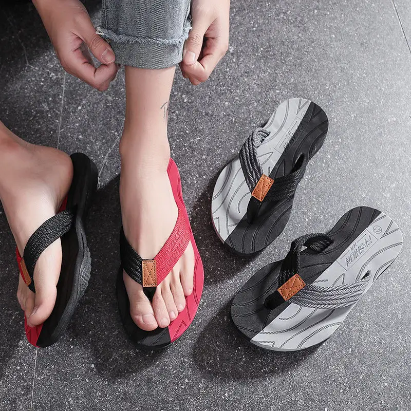 Men's Pink & Black Casual Flip Flops
