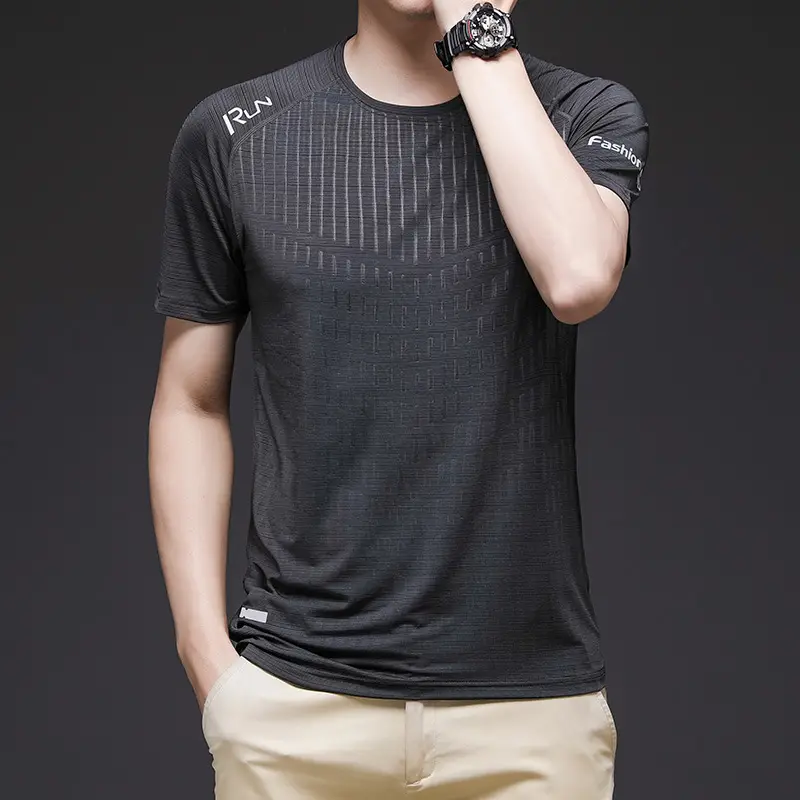 Men's Blue Ice Silk Running T-Shirt Thin Breathable - Image 7