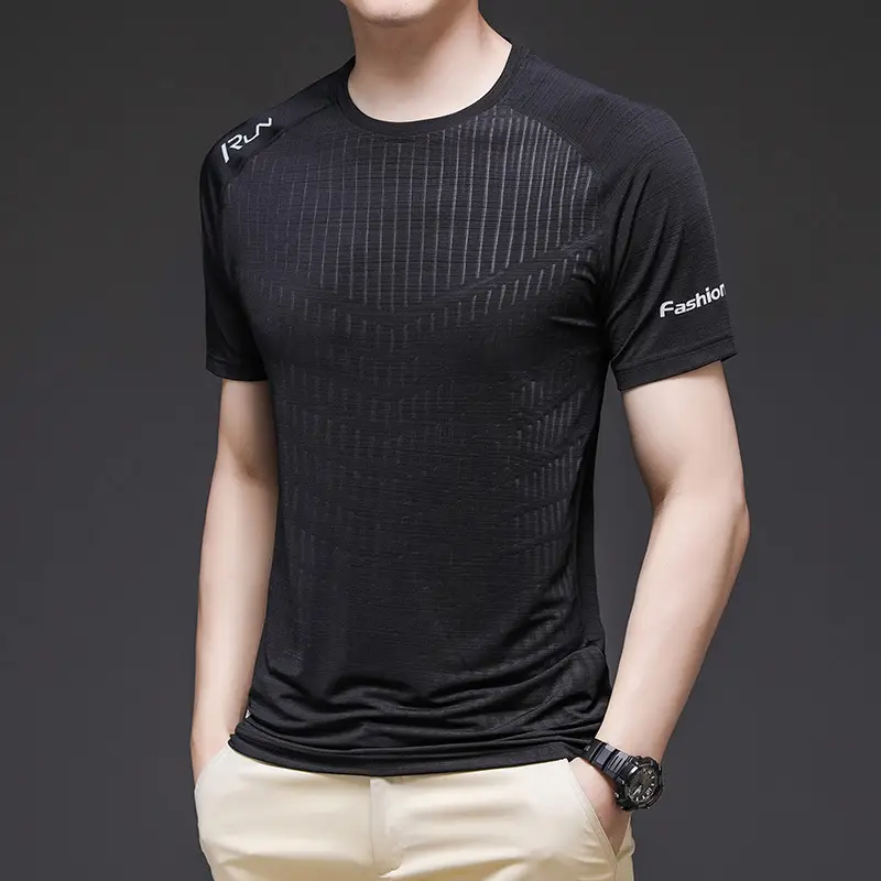 Men's Blue Ice Silk Running T-Shirt Thin Breathable - Image 8