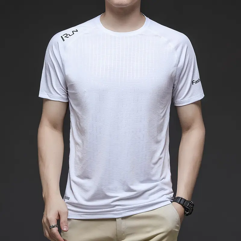 Men's Blue Ice Silk Running T-Shirt Thin Breathable - Image 9