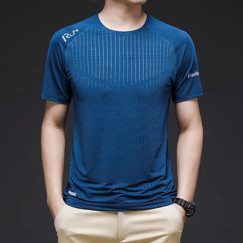 Men's Blue Ice Silk Running T-Shirt Thin Breathable - Image 5