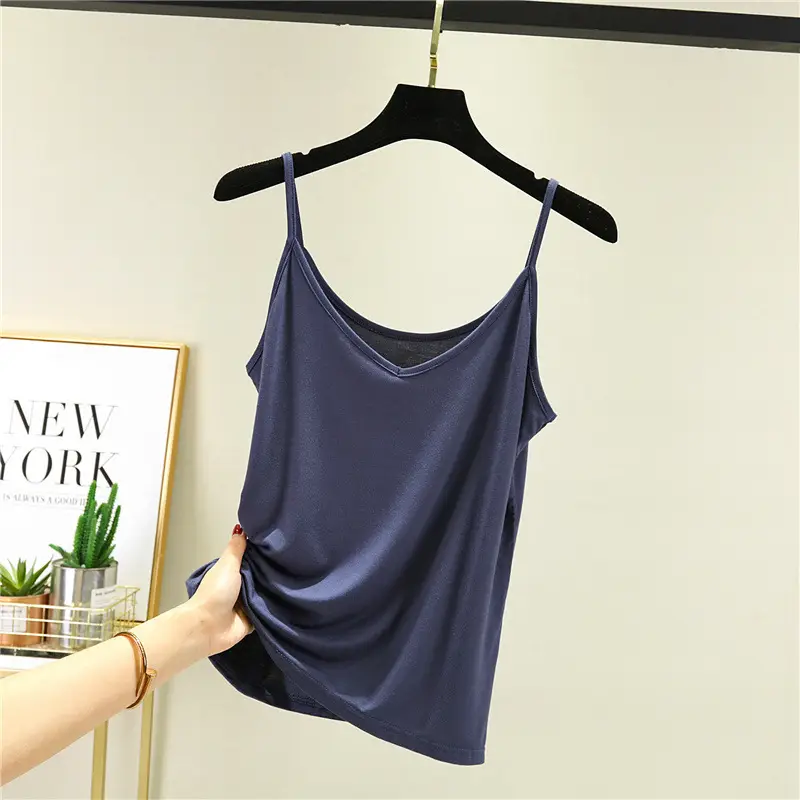Women V-Neck Sleeveless Camisole Solid Color Slim Fit - Image 6