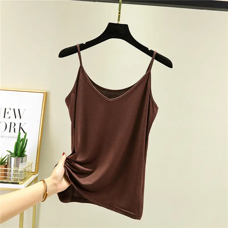 Women V-Neck Sleeveless Camisole Solid Color Slim Fit - Image 7