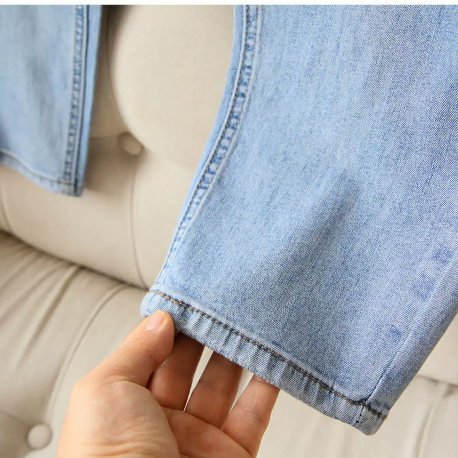 Plus Size Women Jeans 2025 New High-Waisted Loose Straight Slimming Elastic Waist Cropped Harem Pants — feature 12