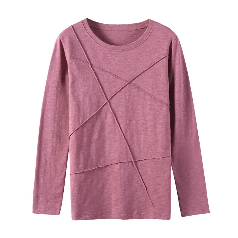Women Pure Cotton Long Sleeve T-Shirt Green Large