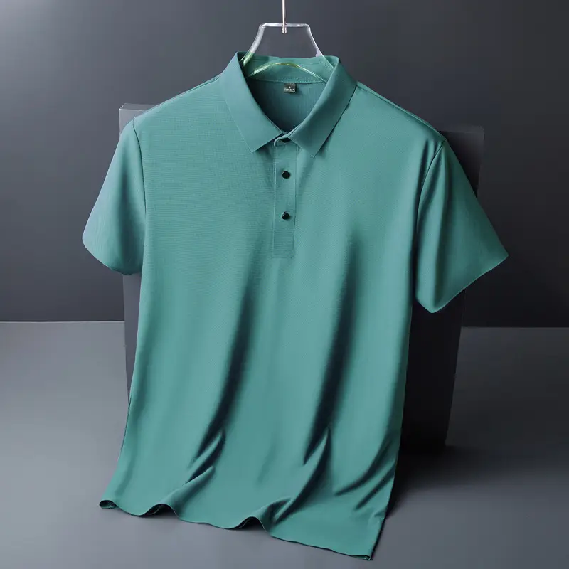 Men's Green Lapel Polo T-Shirt Short Sleeve - Image 6