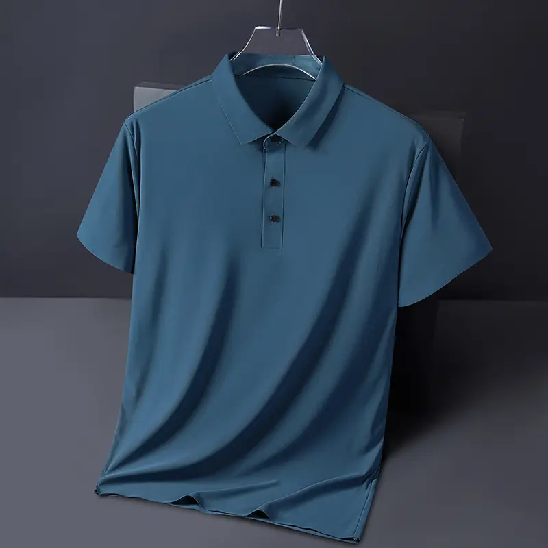 Men's Green Lapel Polo T-Shirt Short Sleeve - Image 7