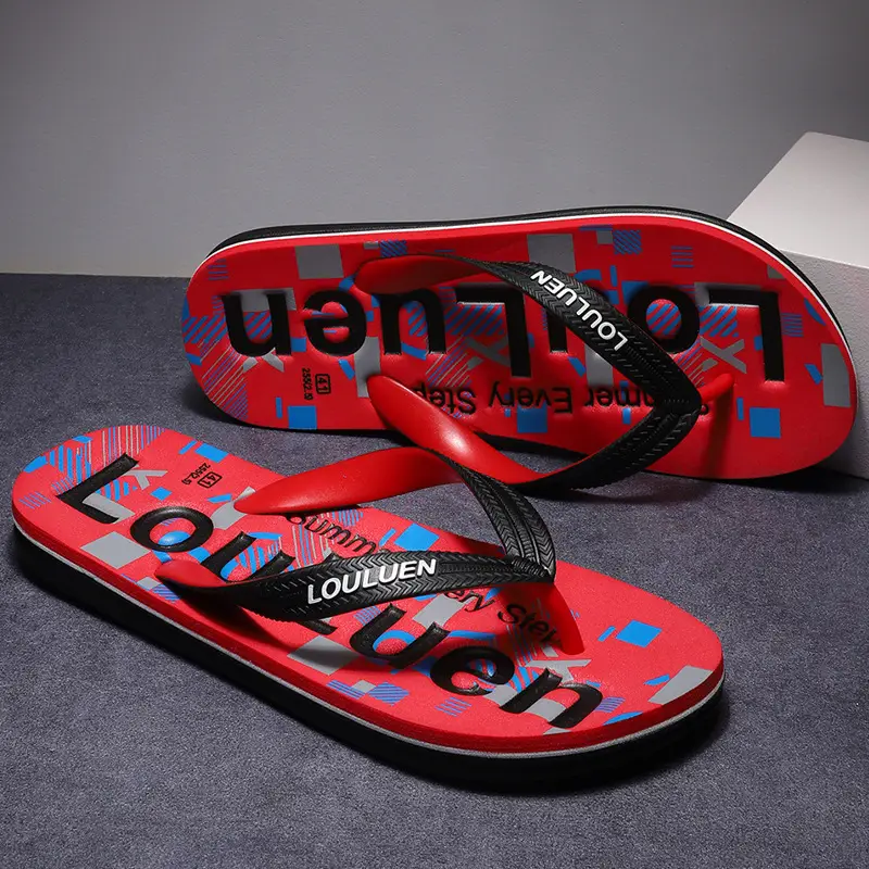 2025 Men's Red Rubber Flip Flops Outdoor Summer