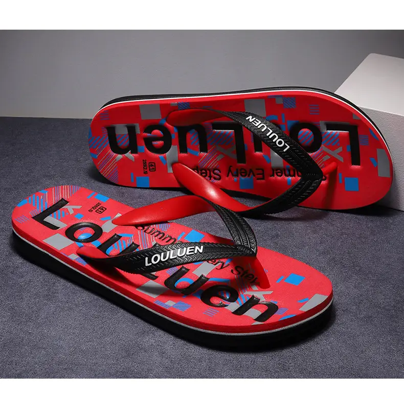 2025 Men's Red Rubber Flip Flops Outdoor Summer — feature 14