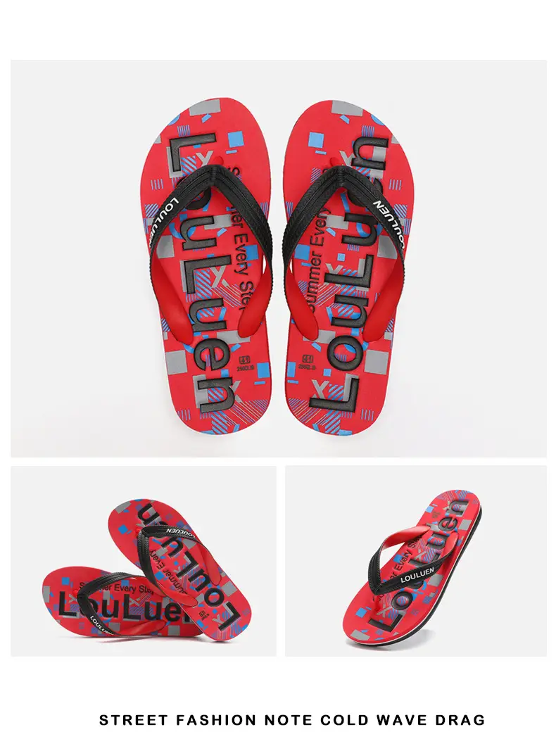 2025 Men's Red Rubber Flip Flops Outdoor Summer — feature 19