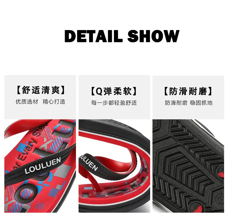 2025 Men's Red Rubber Flip Flops Outdoor Summer — feature 9