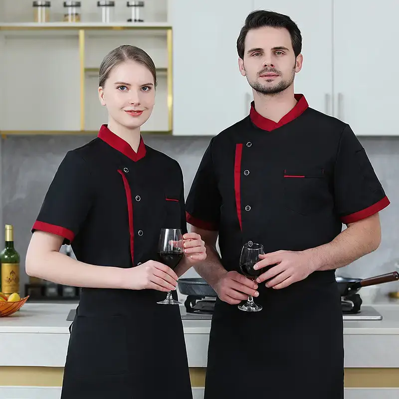Short Sleeve White Chef Shirt for Men Women Kitchen Catering