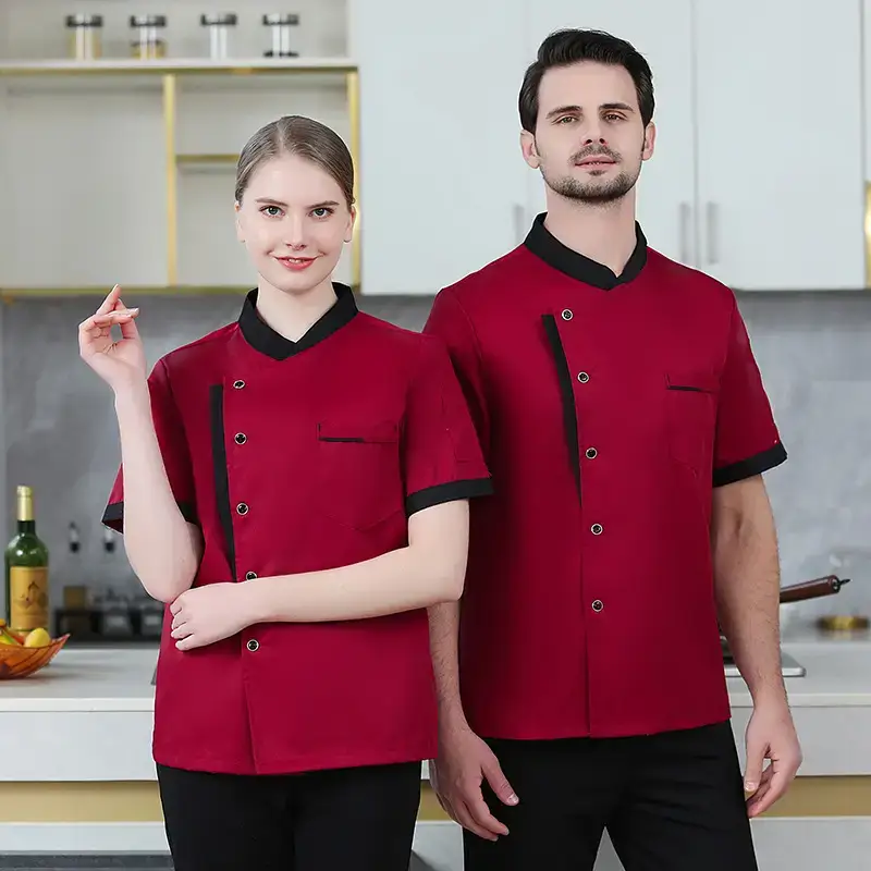 Short Sleeve White Chef Shirt for Men Women Kitchen Catering