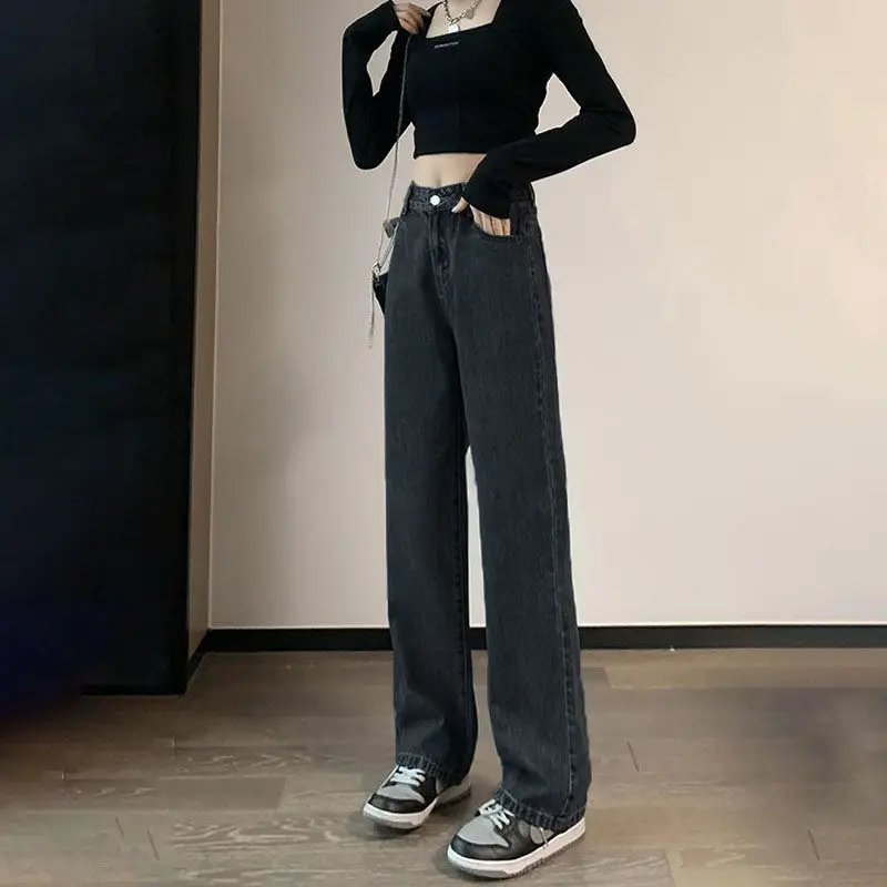 Women High Waist Slimming Jeans 2022 Spring Loose Wide Leg - Image 6