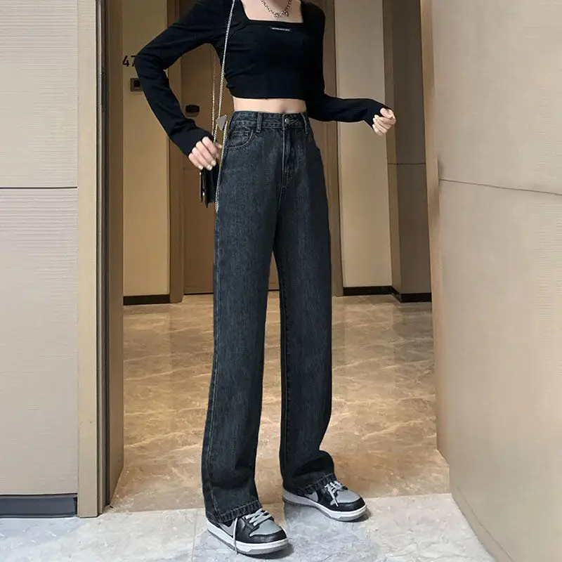 Women High Waist Slimming Jeans 2022 Spring Loose Wide Leg - Image 7
