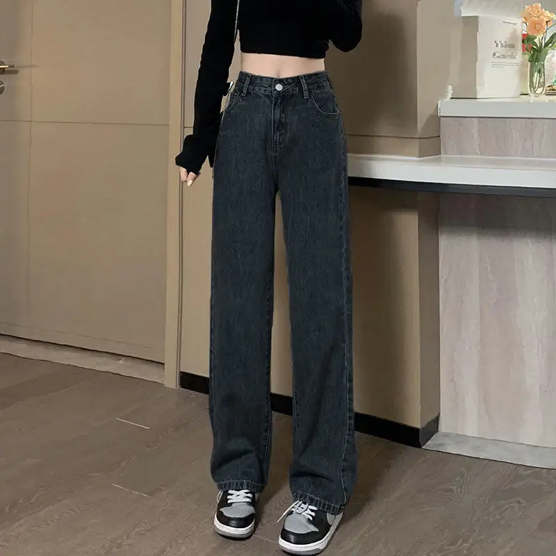 Women High Waist Slimming Jeans 2022 Spring Loose Wide Leg - Image 2