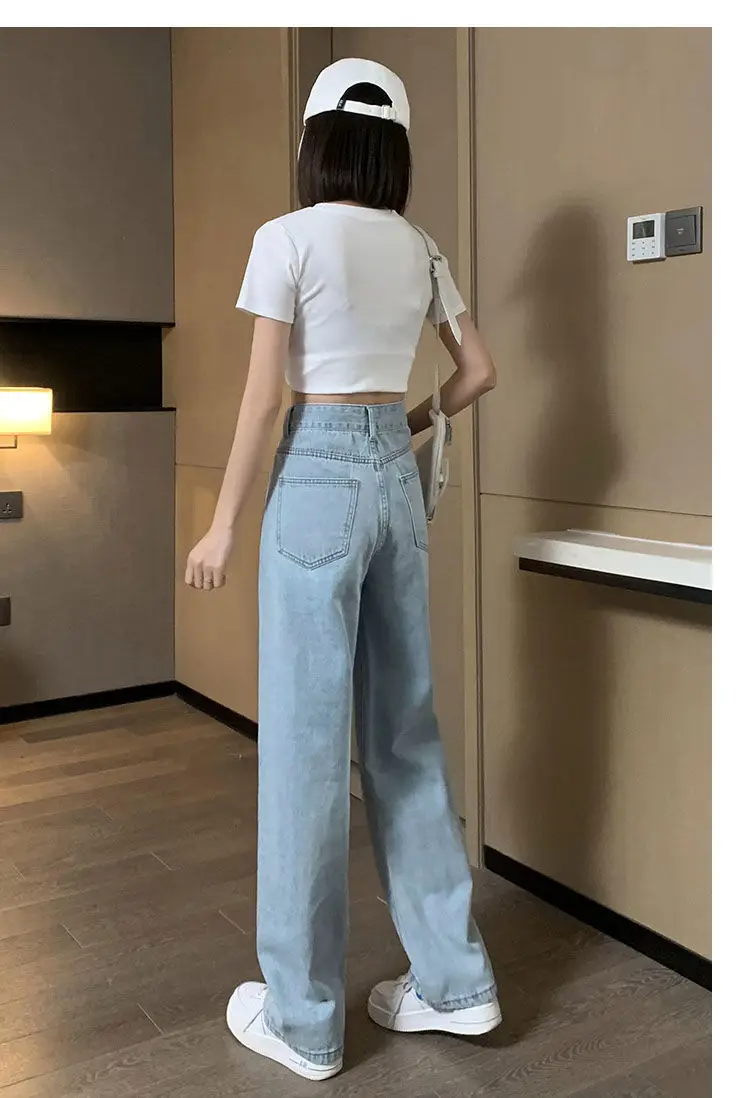 Women High Waist Slimming Jeans 2022 Spring Loose Wide Leg — feature 15