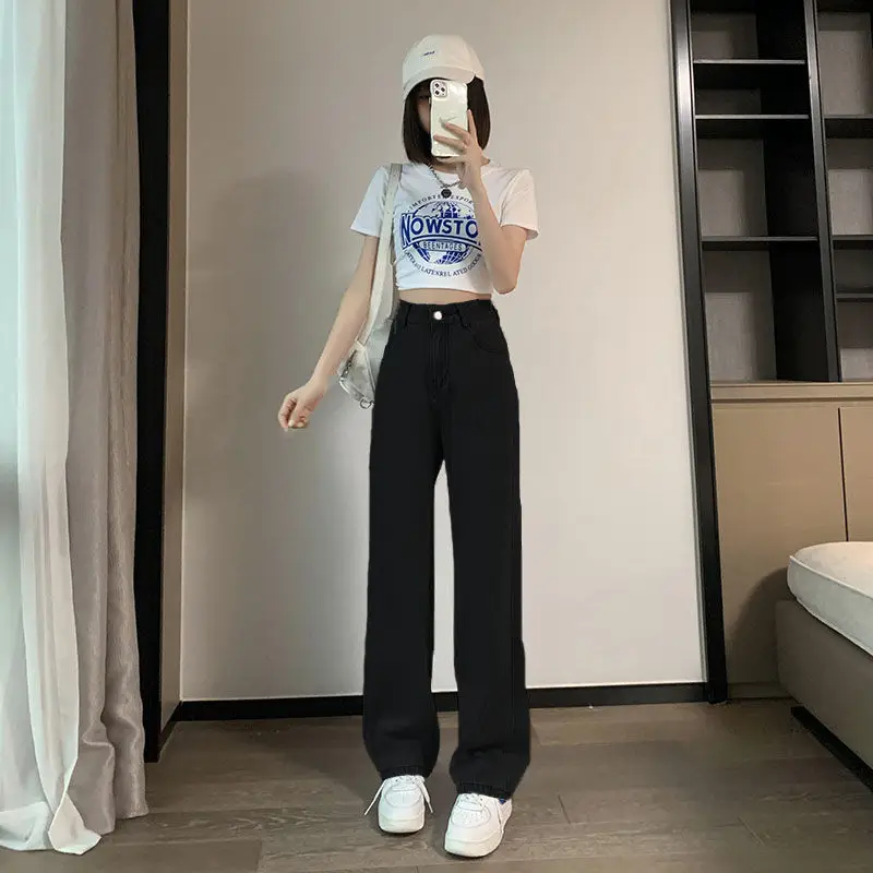 Women High Waist Slimming Jeans 2022 Spring Loose Wide Leg - Image 3