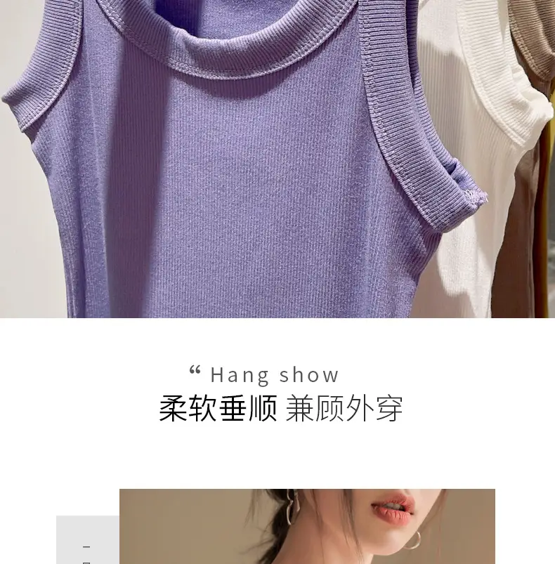 Women Knitted Sleeveless Top with Small Suspenders — feature 14