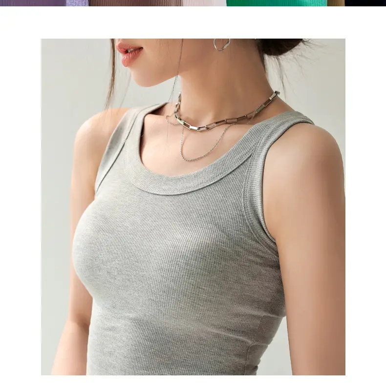 Women Knitted Sleeveless Top with Small Suspenders — feature 7
