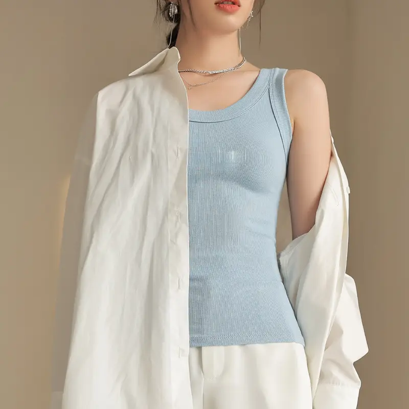 Women Knitted Sleeveless Top with Small Suspenders - Image 10