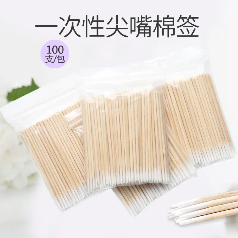 Wooden Pointed Cotton Swabs for Makeup & Cleaning - Image 2