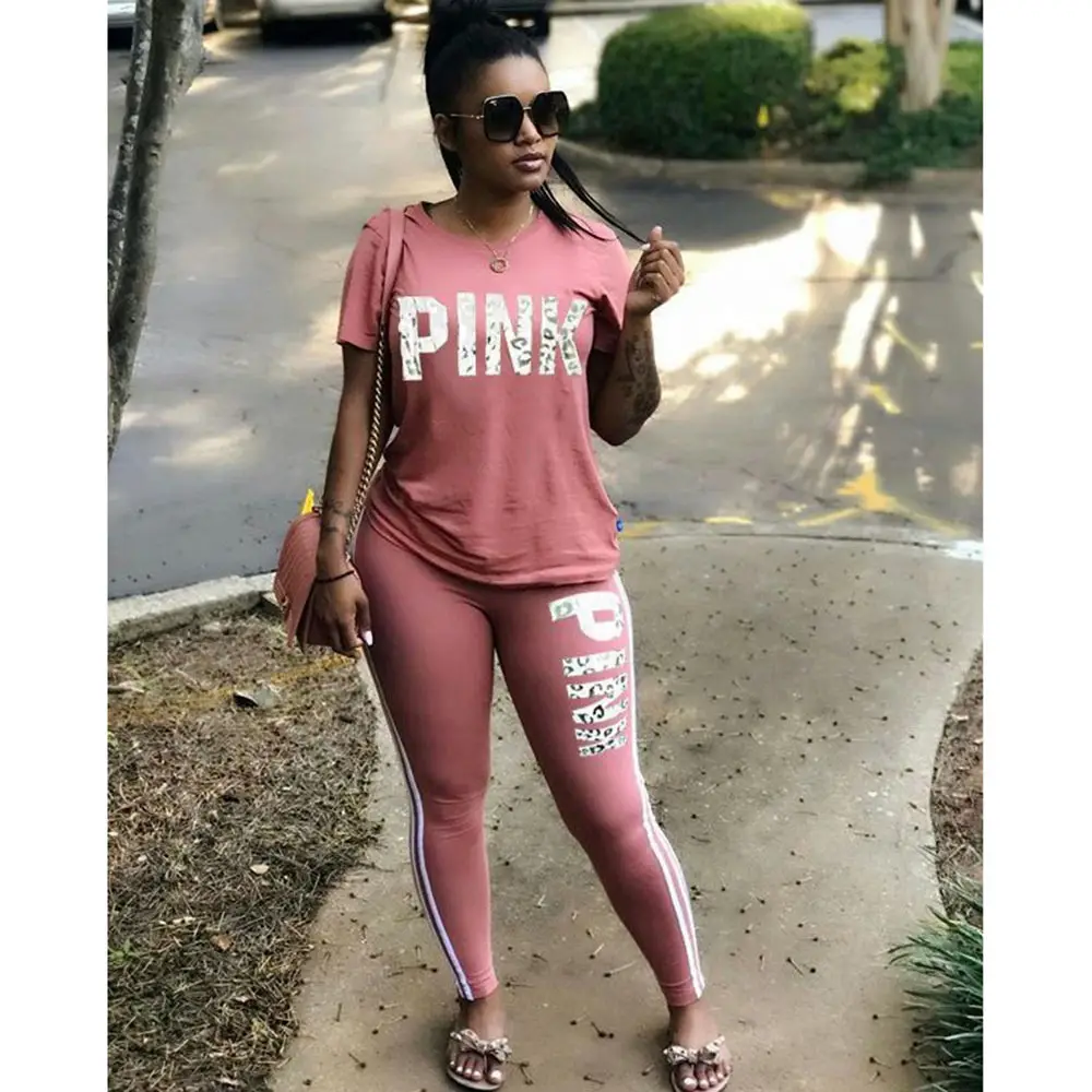 2022 Pink Women's Printed Lycra Sports Suit - Image 10