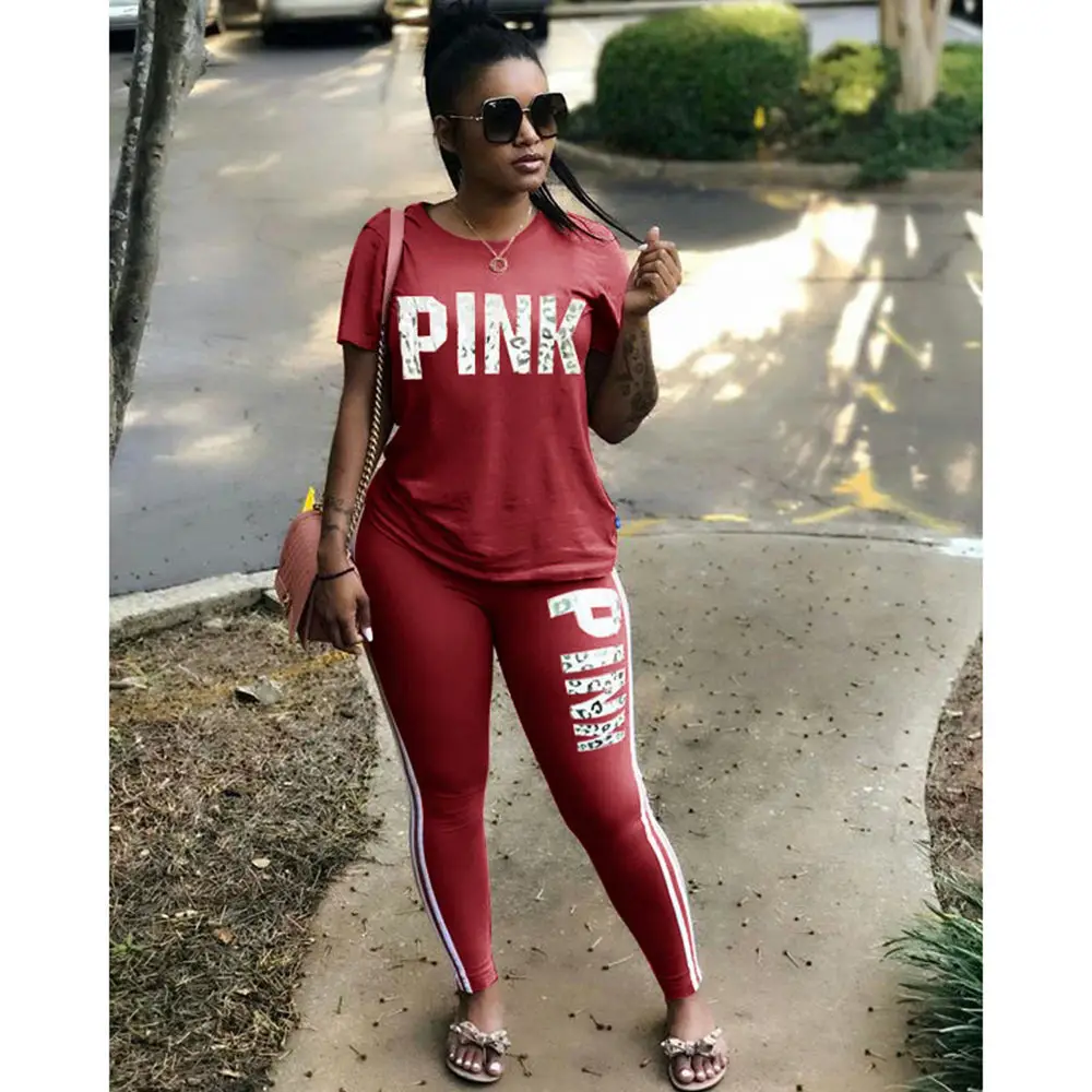 2022 Pink Women's Printed Lycra Sports Suit - Image 3