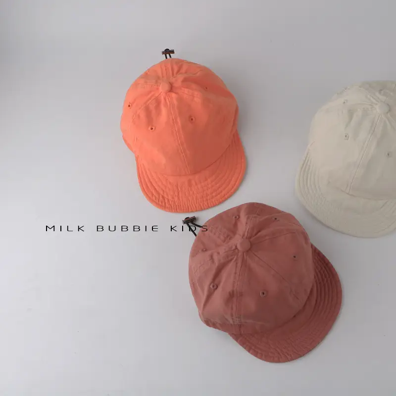 Milk Bubble Kids Beige Bucket Hat Spring Autumn Washed - Image 7