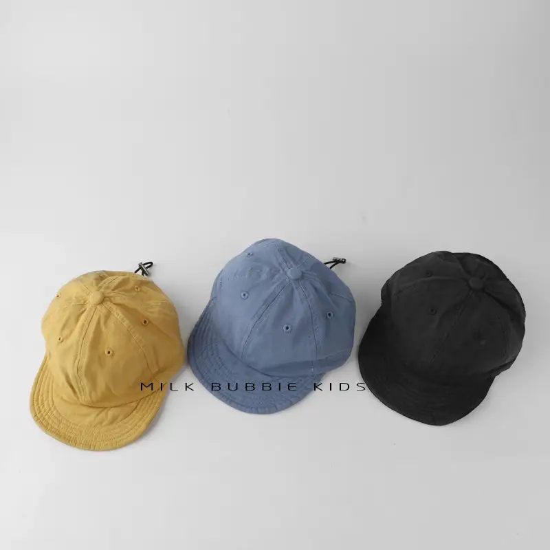 Milk Bubble Kids Beige Bucket Hat Spring Autumn Washed - Image 8