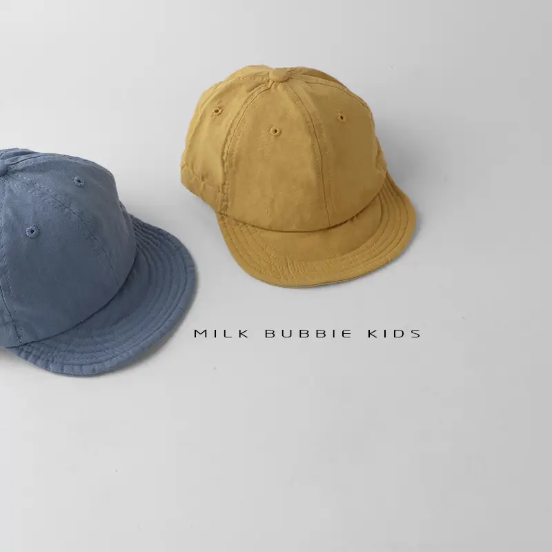 Milk Bubble Kids Beige Bucket Hat Spring Autumn Washed - Image 9