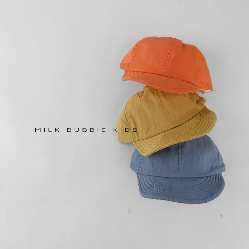 Milk Bubble Kids Beige Bucket Hat Spring Autumn Washed - Image 10