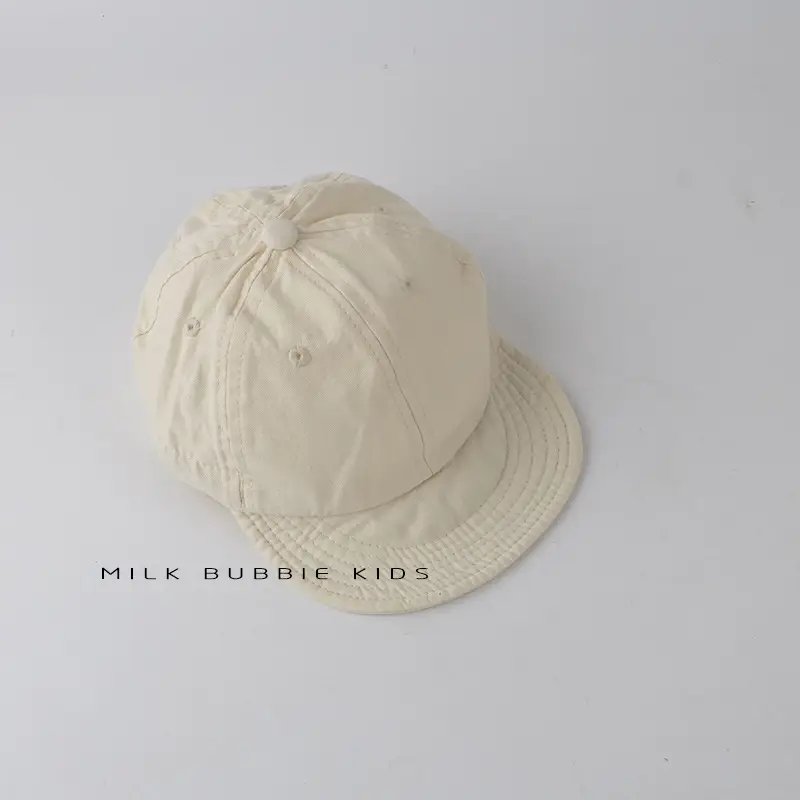 Milk Bubble Kids Beige Bucket Hat Spring Autumn Washed - Image 5
