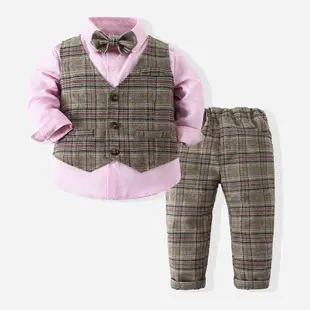 Boys Red White Plaid Short Sleeve Shirt Cotton — feature 15