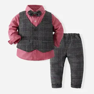Boys Red White Plaid Short Sleeve Shirt Cotton — feature 7