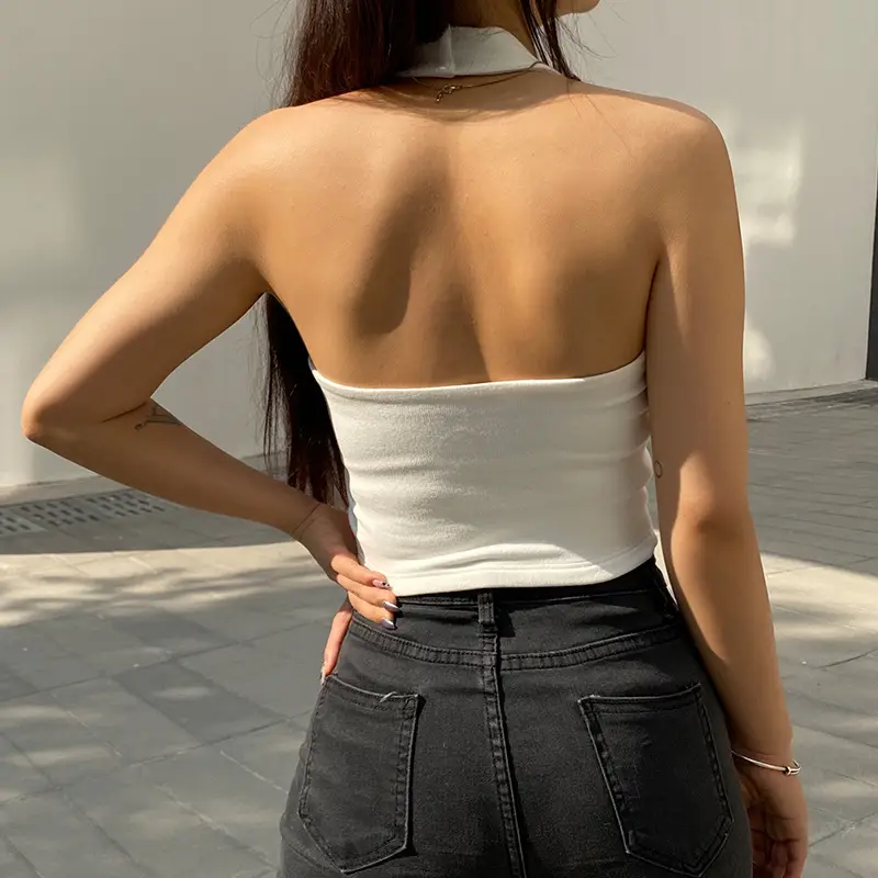 Sexy Backless Top with Navel Exposure for Women