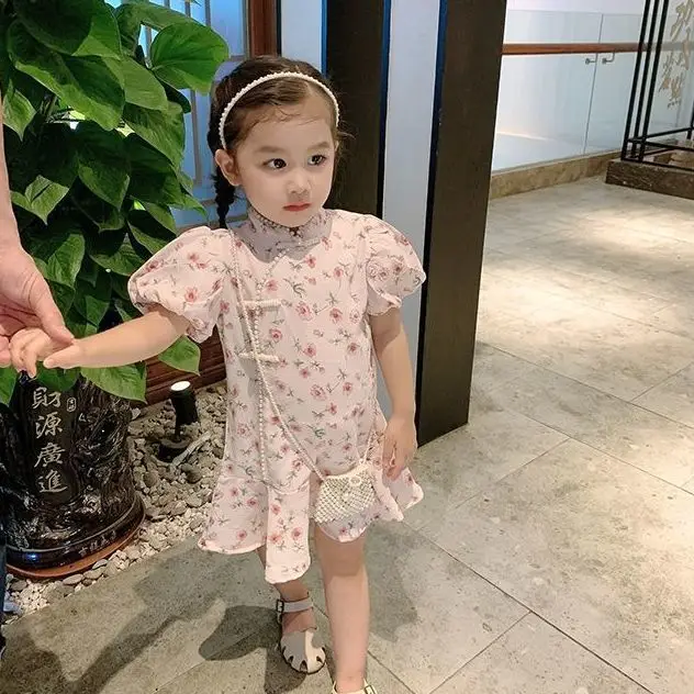 Girls Dress New Style Retro Summer Cheongsam Princess Dress - Image 5