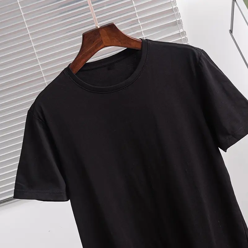 210g Pure Cotton Solid Black White T-Shirt for Men Women - Image 8