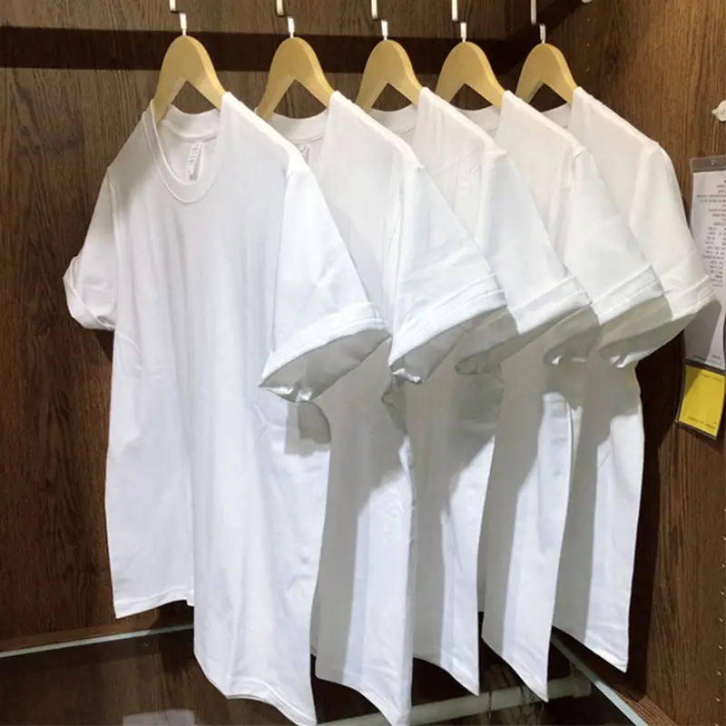 210g Pure Cotton Solid Black White T-Shirt for Men Women - Image 10