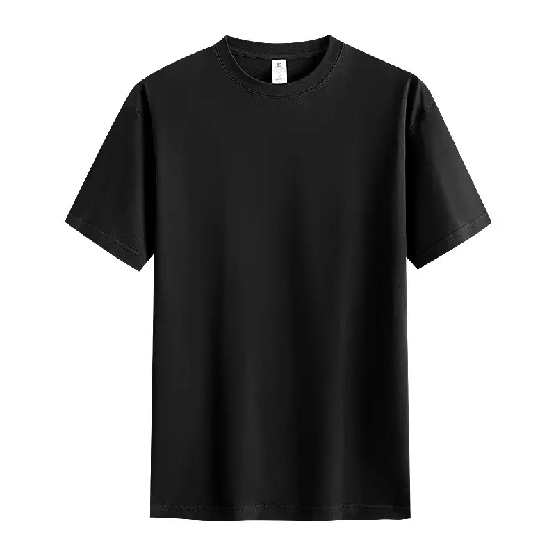 210g Pure Cotton Solid Black White T-Shirt for Men Women - Image 4