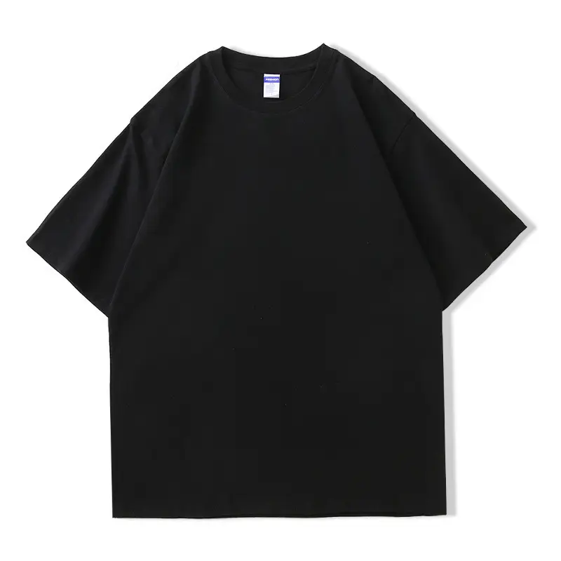 210g Pure Cotton Solid Black White T-Shirt for Men Women - Image 6